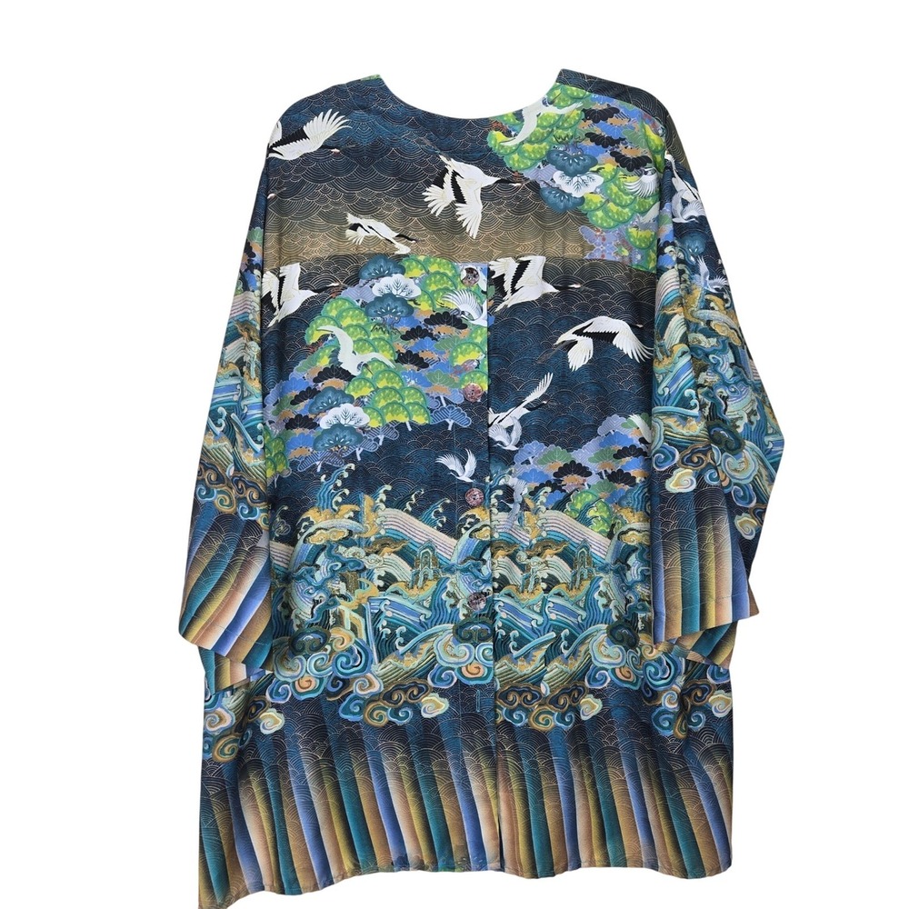 Elegant Blue Patterned Women's Blouse - Picture 8 of 9